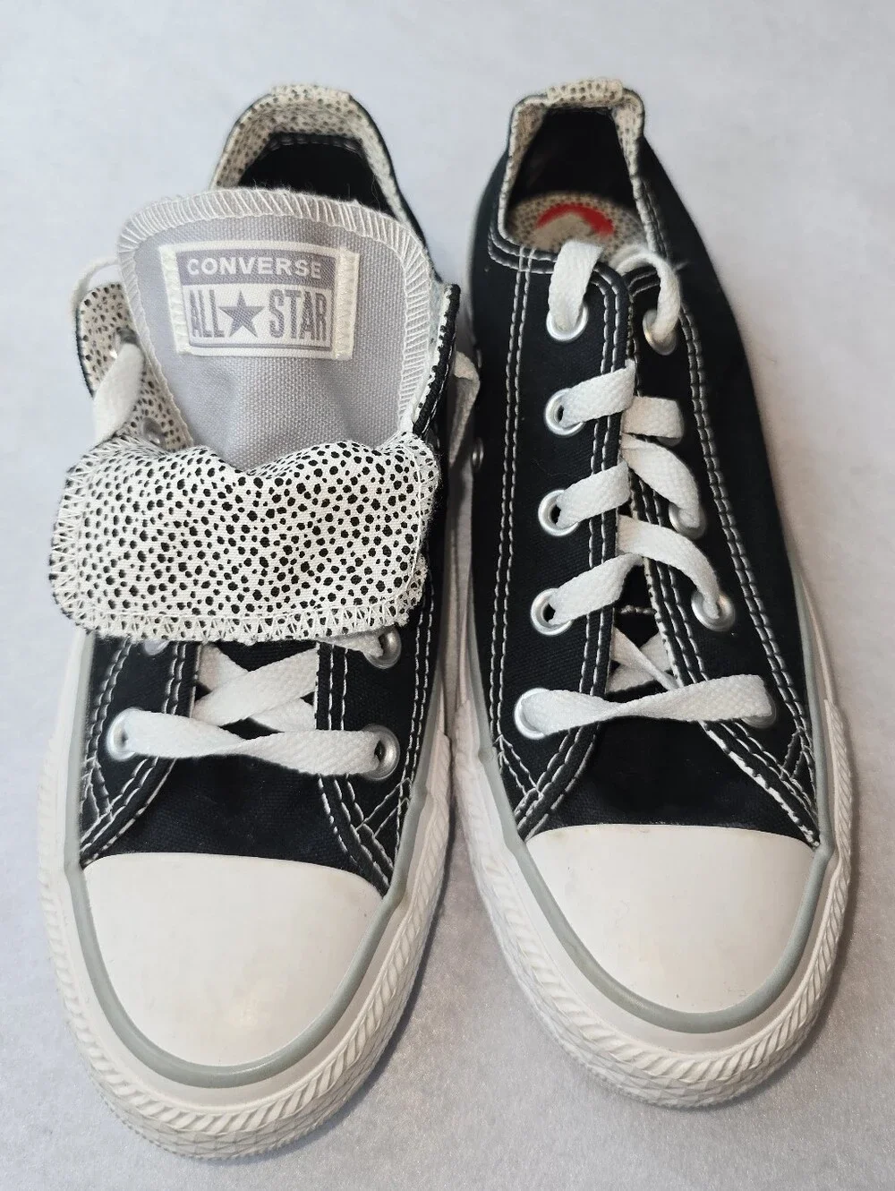 Converse Chuck Taylor All Star Double Tongue Low Top Sneakers Black Womens 6
